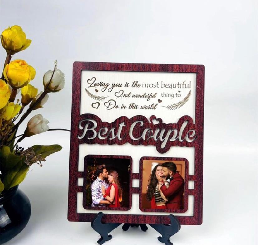 Table Top Engraved Photo frame With 2 photos