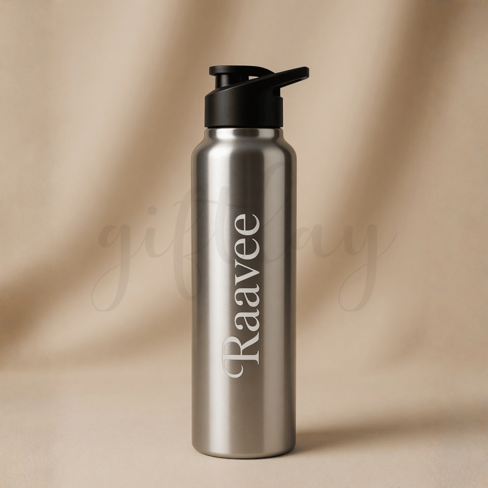 Personalised Stainless Steel Bottle 1000 ml – Flip Open Water Bottle with Name | Giftlay
