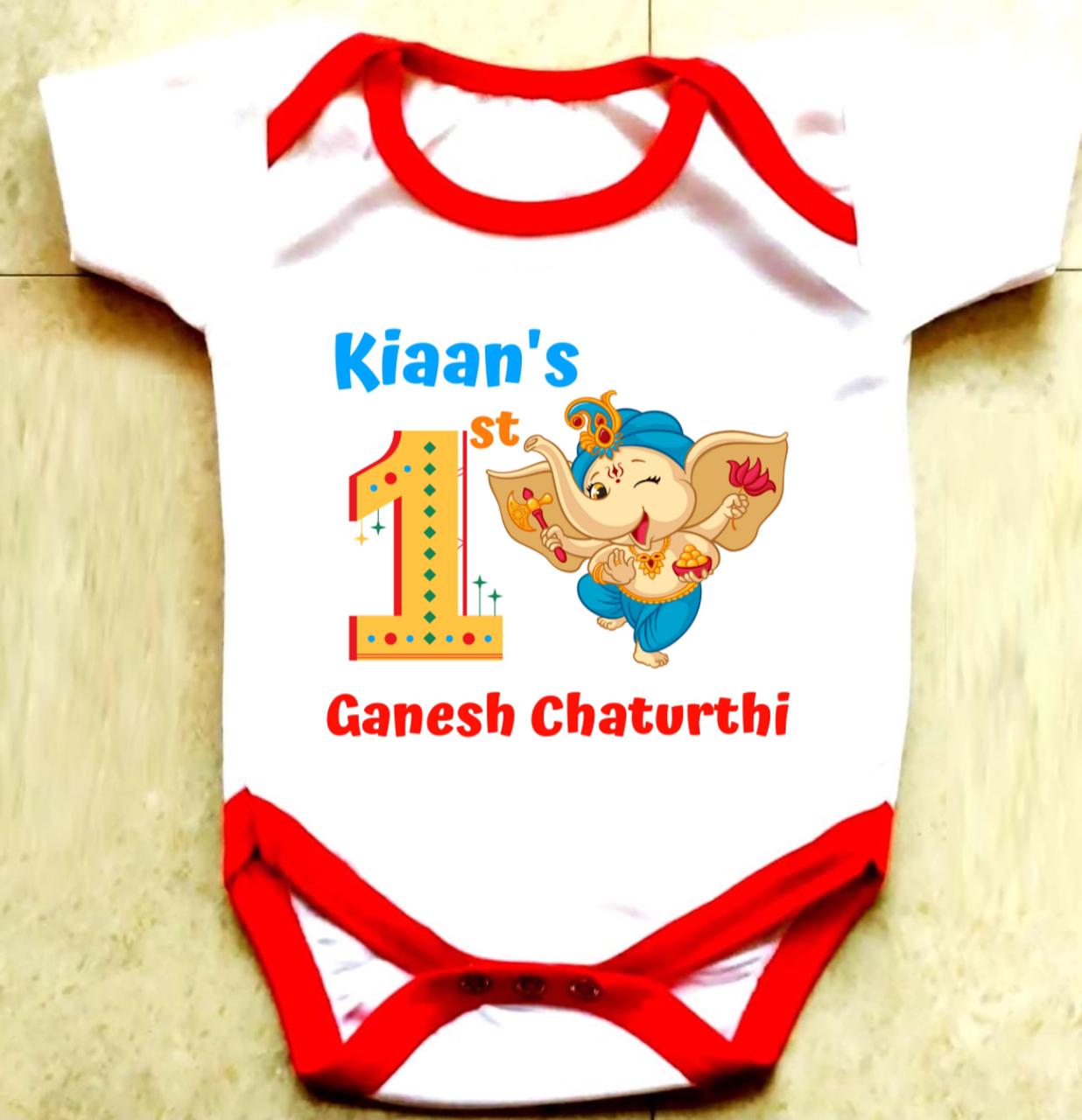Ganesh Chaturthi Special Baby Rompers for First Ganesh Chaturthi Celebration