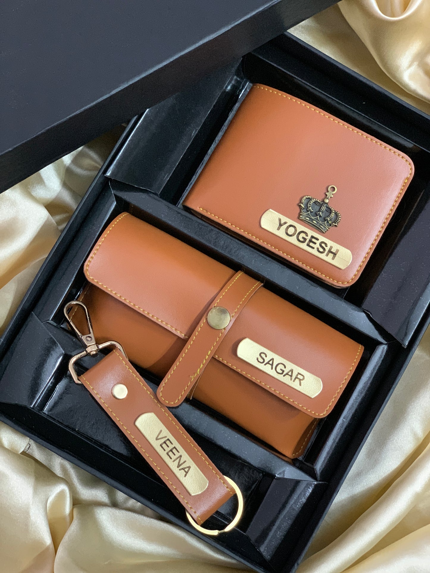 Wallet + Keychain + Sunglasses cover - Personalised Gift Set for Men
