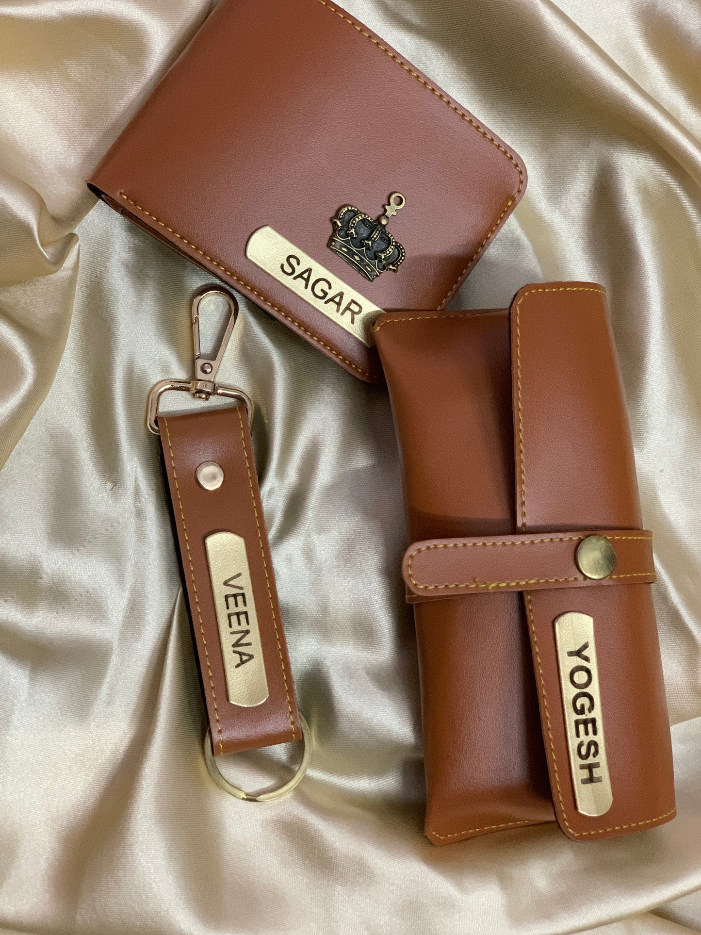 Wallet + Keychain + Sunglasses cover - Personalised Gift Set for Men