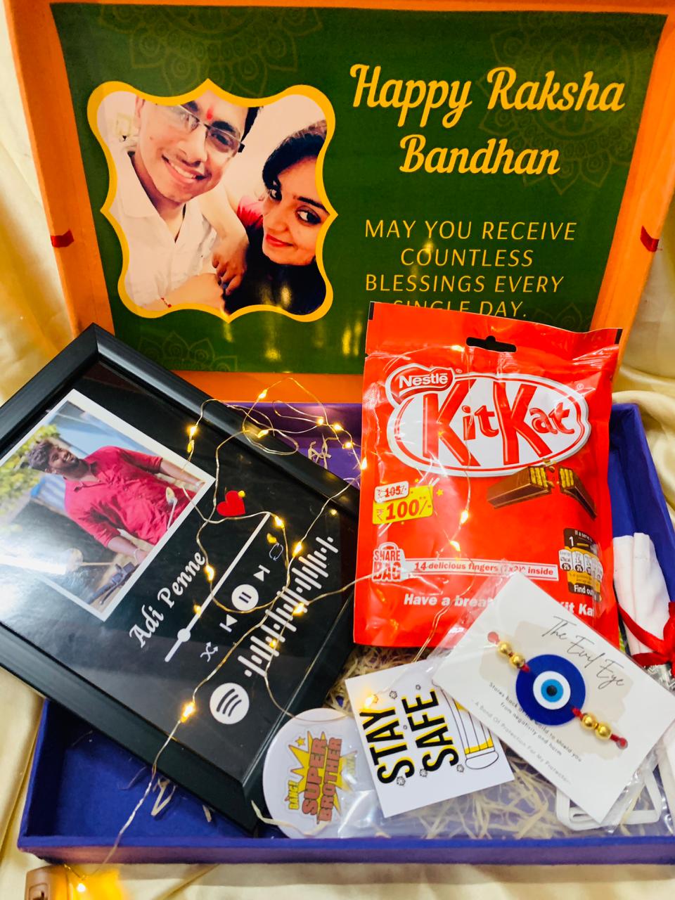 Rakshabandan Special Gift Hamper for Brother with spotify frame