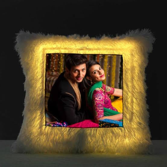 LED White Fur Square Cushion