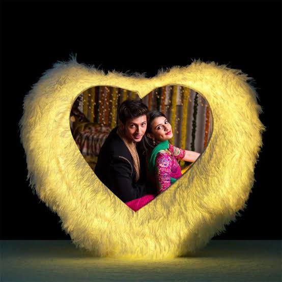 LED White Fur heart Cushion