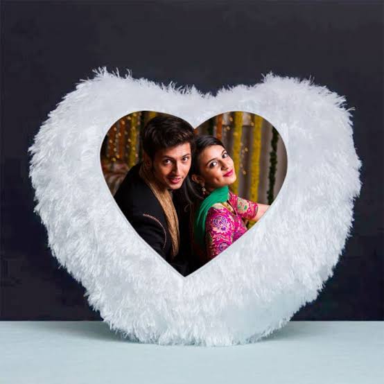 LED White Fur heart Cushion