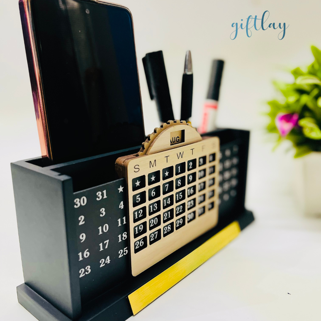 Personalised Pen Stand with Infinity Calendar|  Corporate gifts | Office gifts Design 3