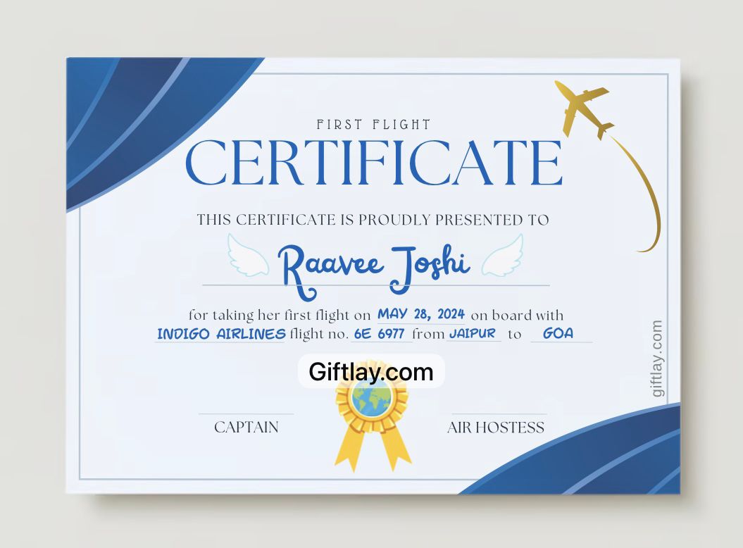 First Flight Certificate