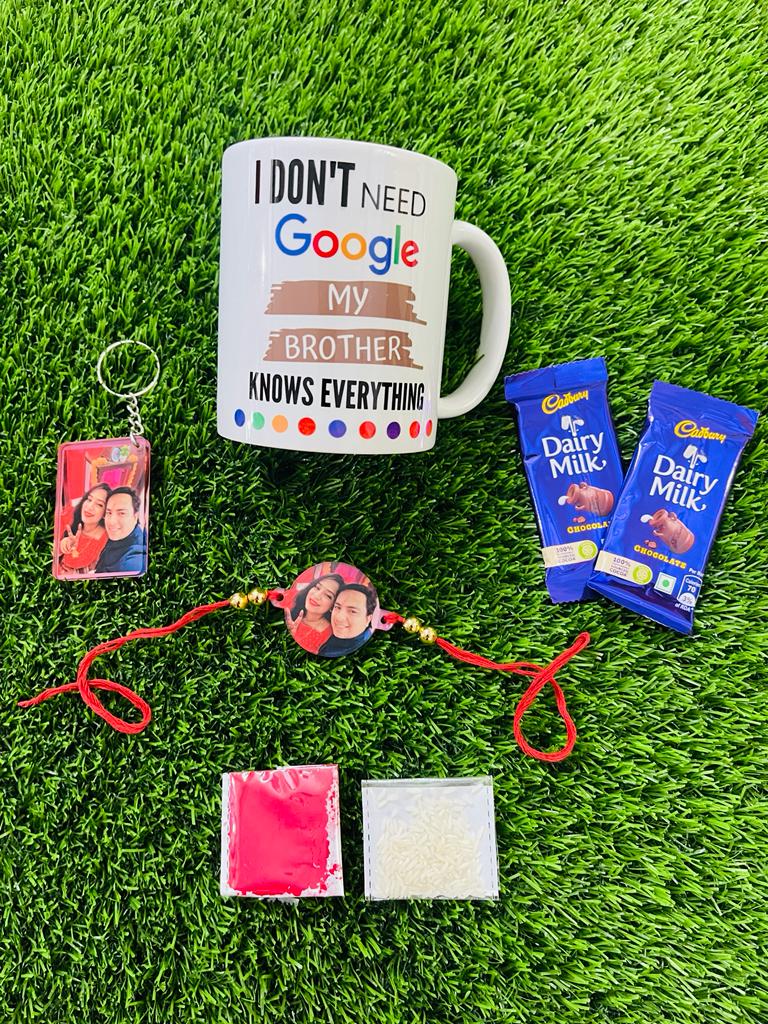 Rakshabandhan Mini Hamper with personalised mug + keychain