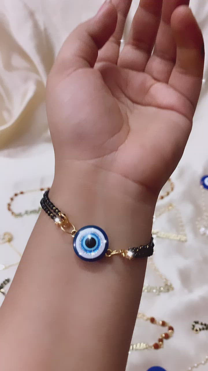 Mahi Combo of Evil Eye Necklace & Mangalsutra Bracelet with Beads for