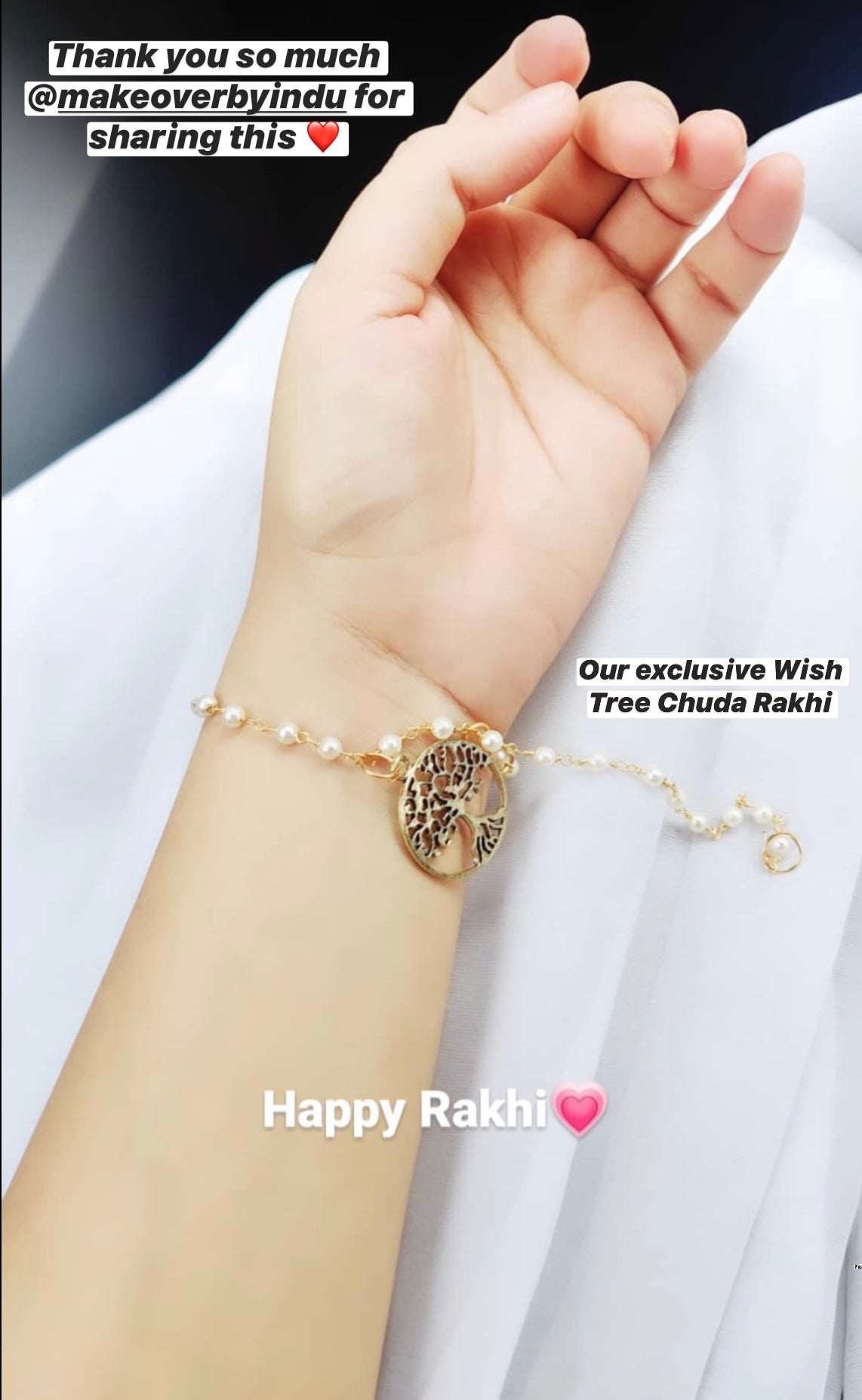 Tree Of Life Rakhi Bracelet in Rudraksh & Pearl Chain / Bhaiya Bhabhi Rakhi