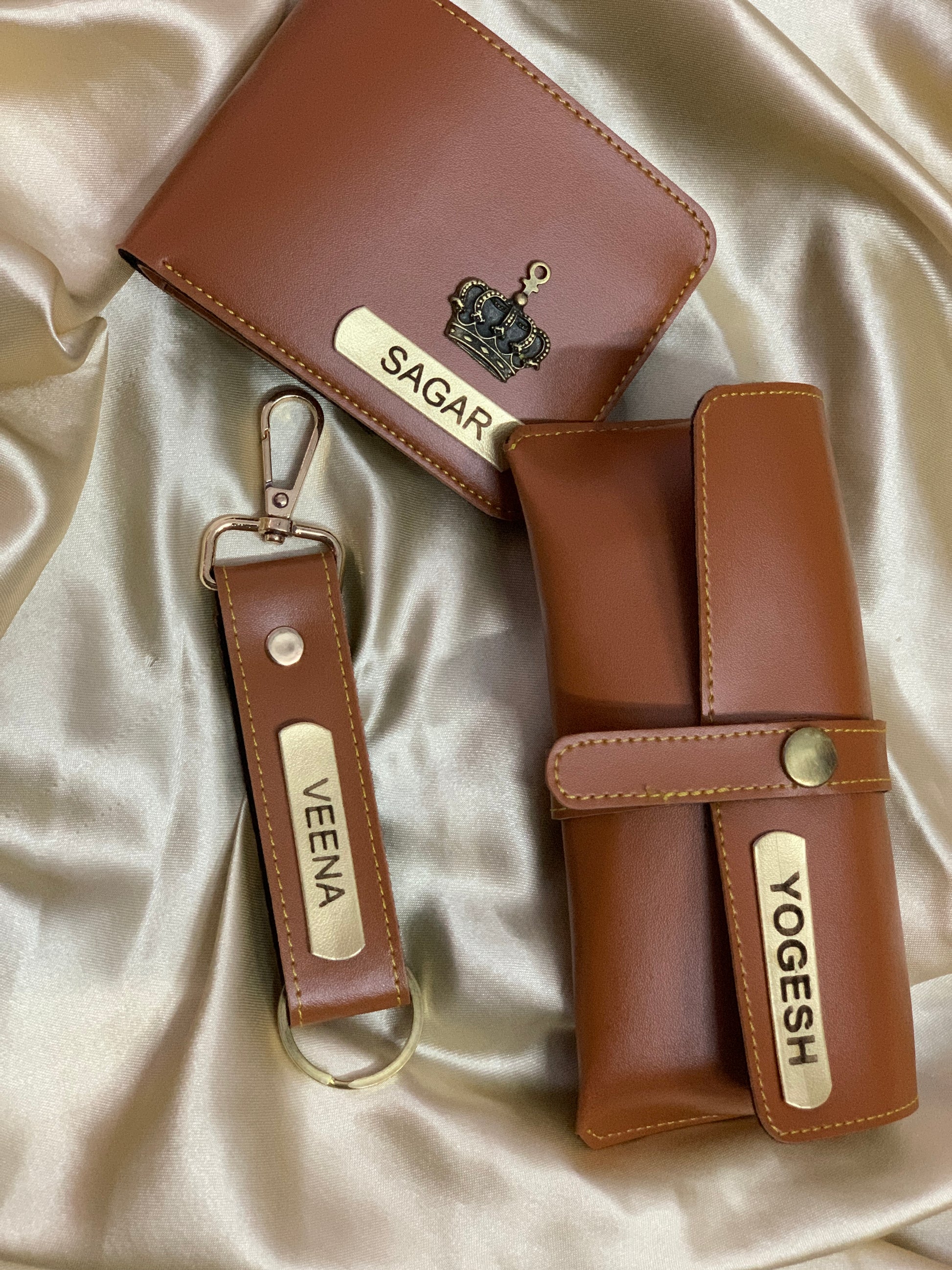 Wallet Keychain Sunglasses cover Personalised Gift Set for Men