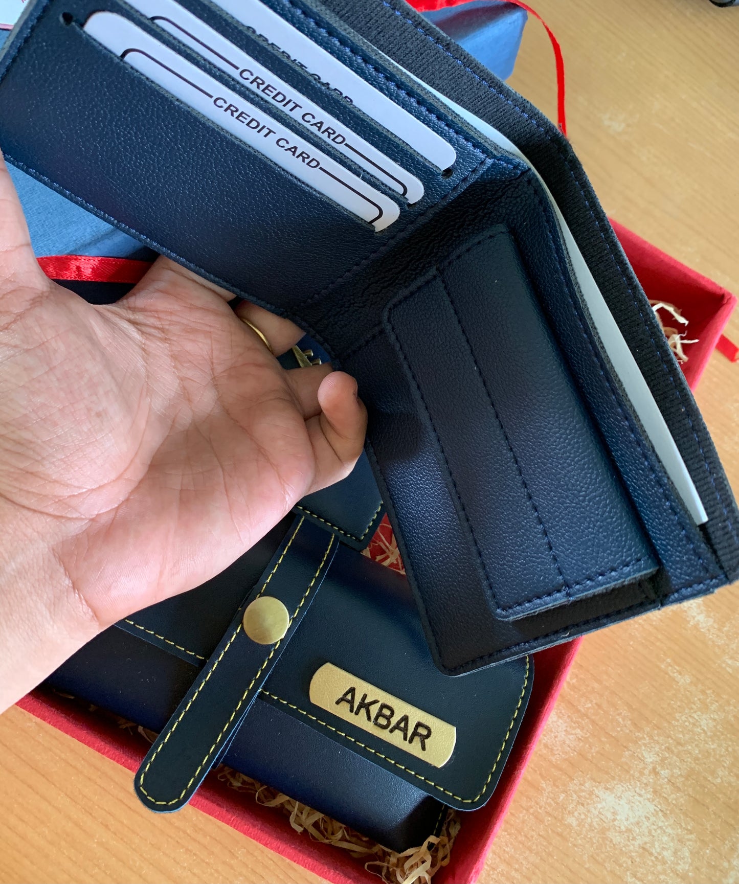 Wallet + Passport Cover + Sunglasses cover - Personalised Gift Set Men (in blue)