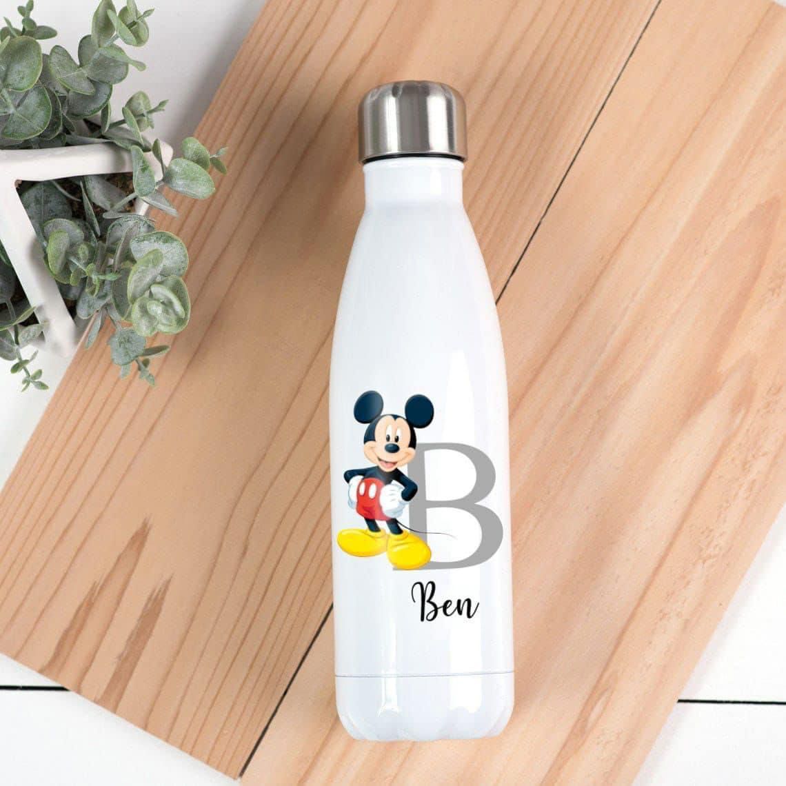 White steel bottle - personalised with name / brand / logo