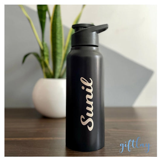 Personalised black sipper/bottles/flask
