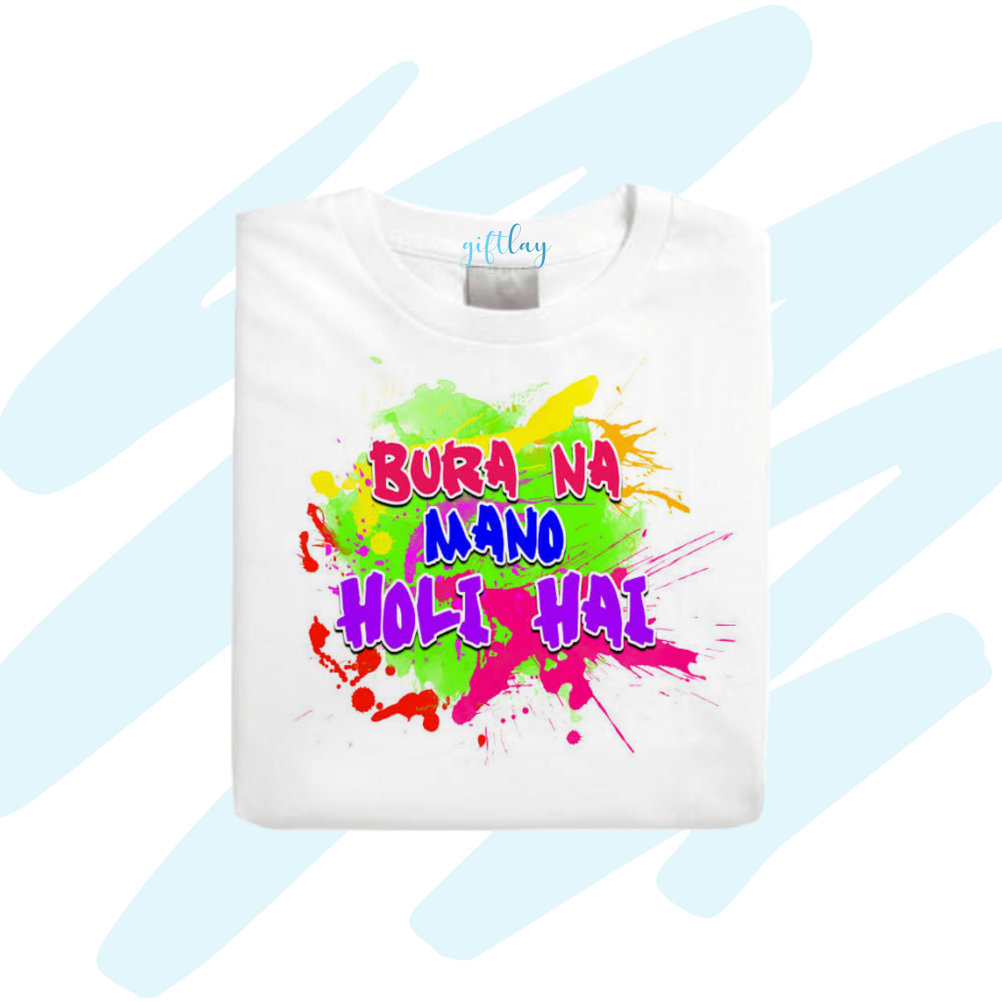 Bura Na Mano Holi Hai with green & yellow colours Tshirt