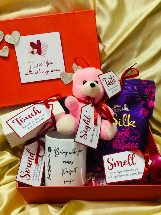 I Love You with all my senses - Red Hamper