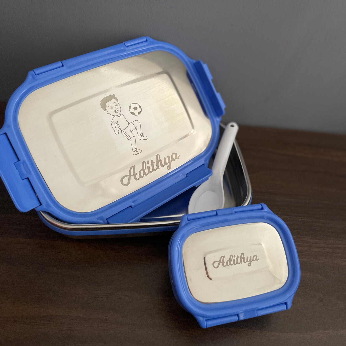 Personalised steel lunch box with name / brand / logo